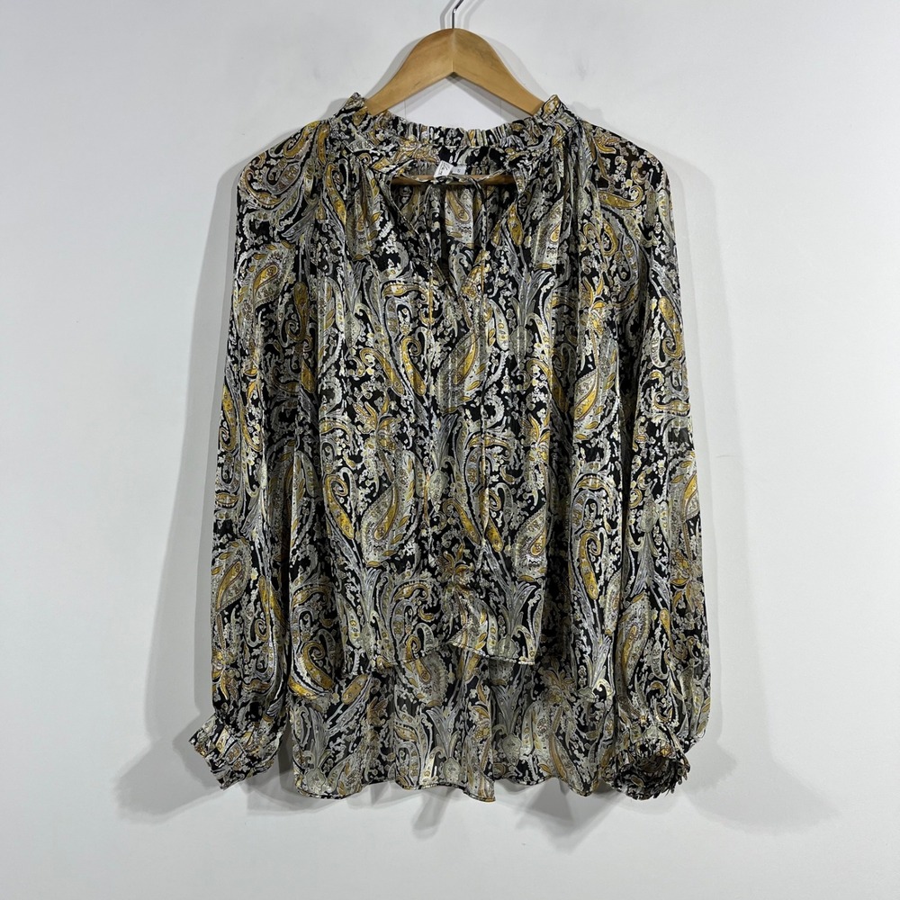 Elan Regency Old Money Renfair Metallic Top Quiet Luxury Layering Womens Small